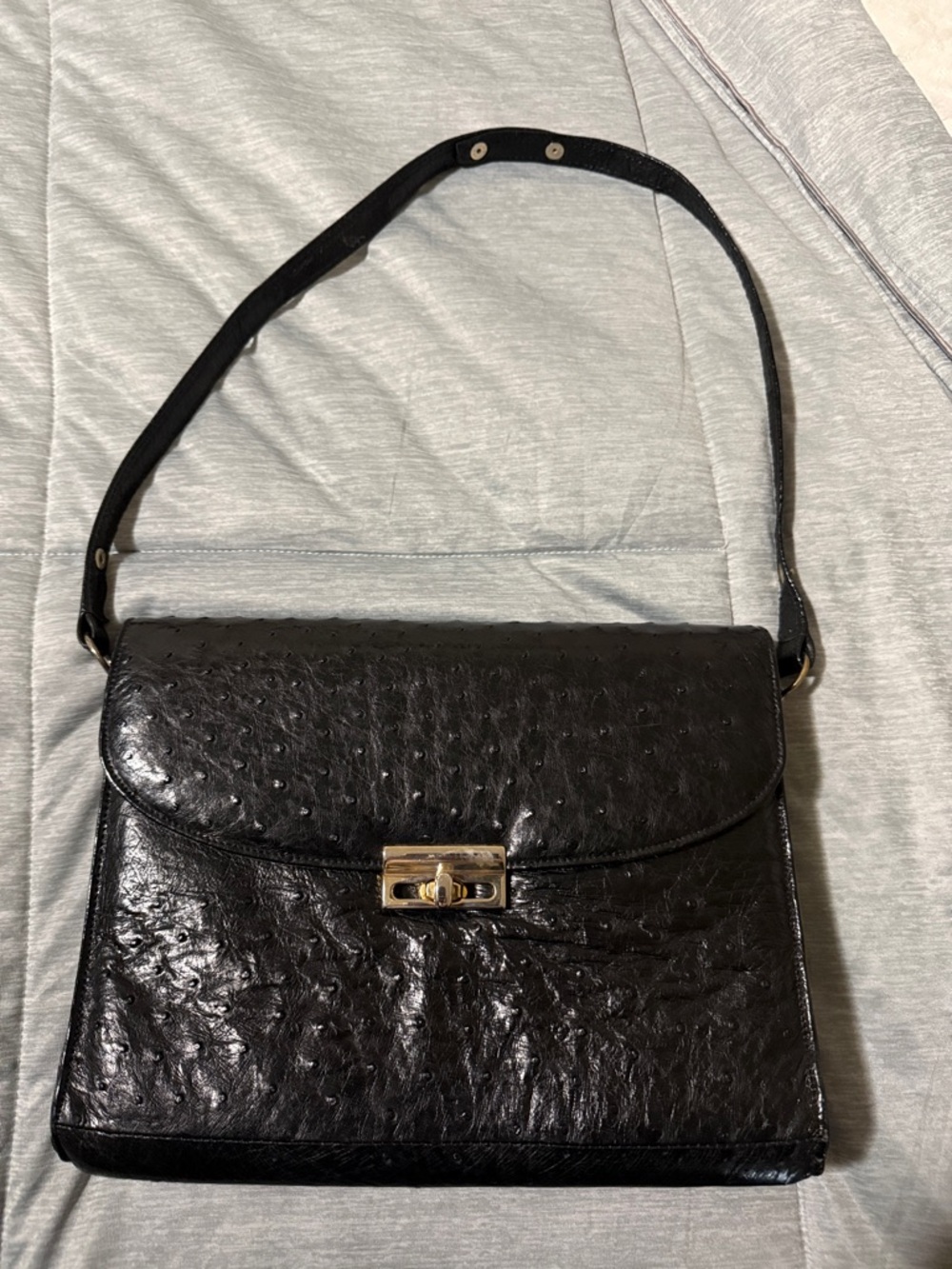 Black Ostrich Corbeau Purse